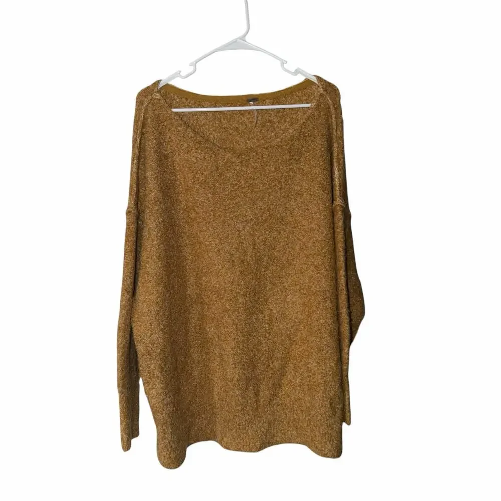 Free People Moira Slouchy Tunic Sweater Honey Marled Knit Small